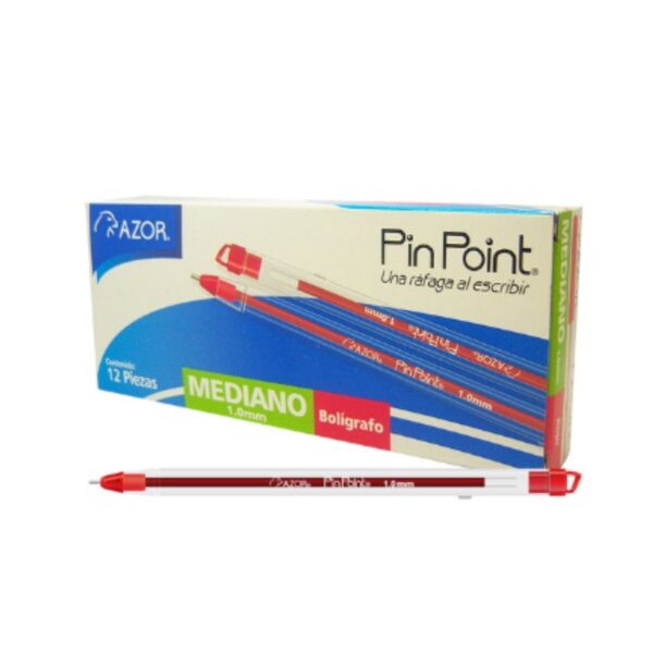 Bolígrafos Azor Pin Point Punto Mediano Rojo Cj12