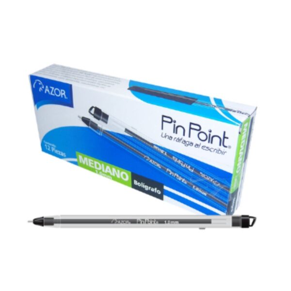 Bolígrafos Azor Pin Point Punto Mediano Negro Cj12